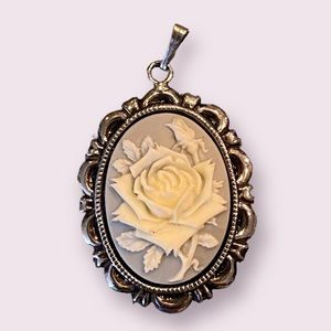 Blue Rose cameo pendant